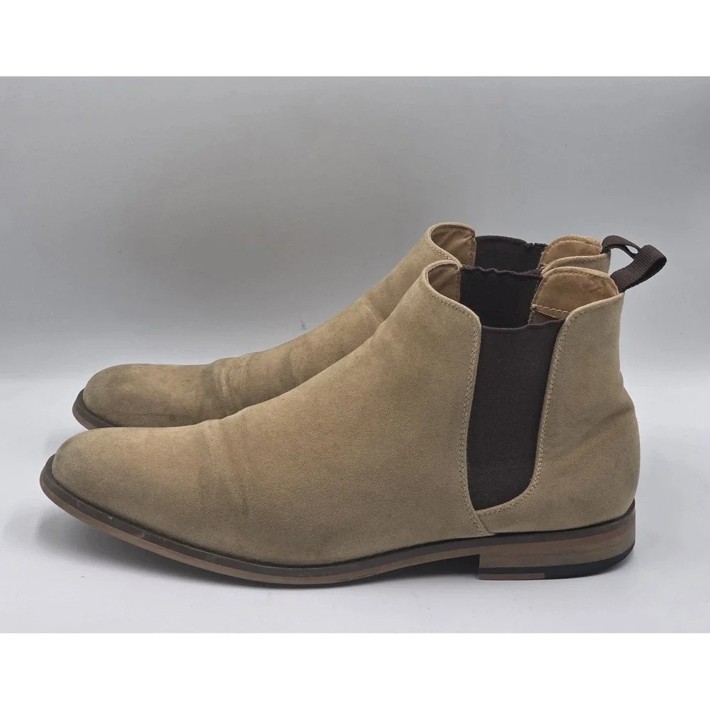 Harrison Myles Beige Mens Classic Scott Chelsea Boots Shoes Size 11 B-1852 Suede